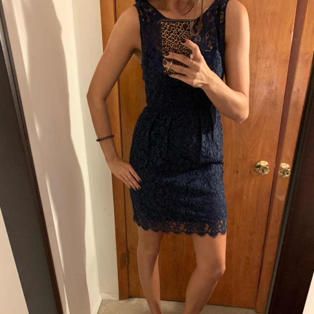 Jenny Yoo // Lace Navy wedding bridesmaid dress